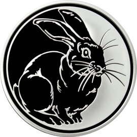Серебряные юбилейные монеты России Кролик 3 рубля Серия : Лунный календарь